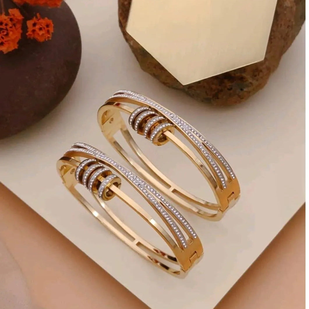 Dual Line Diamond Accent Gold Kada