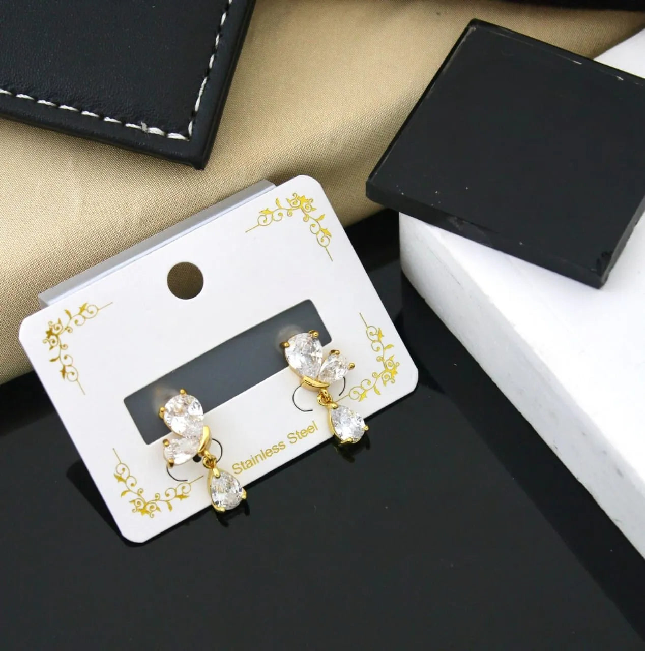 Crystal Petal Drop Earrings