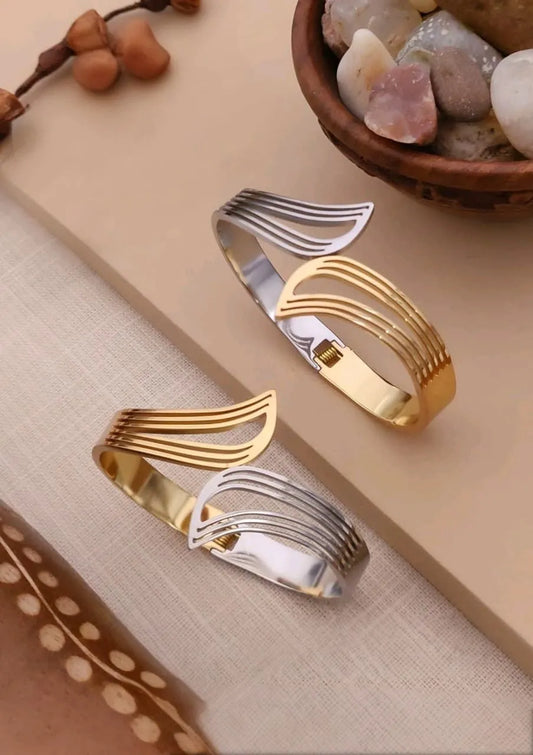 Elegant Dual-Tone Cuff Kada
