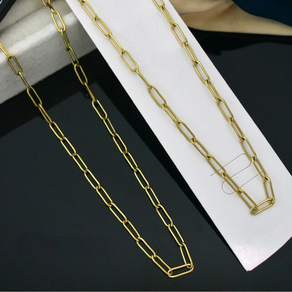 Elara Elongated Link Gold Chain Necklace