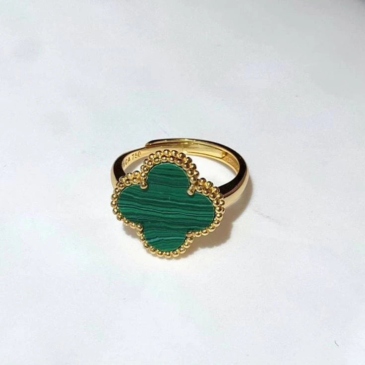 Emerald Clover Gold Ring