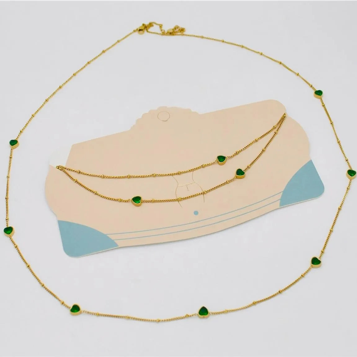 Emerald Heart Layered Gold Waist Chain
