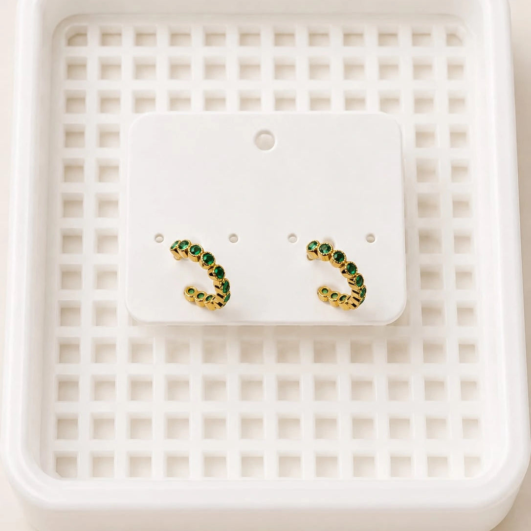 Emerald Glow Huggie Earrings