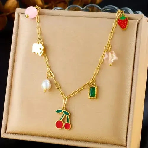 Fruit Charms Gold Charm Necklace