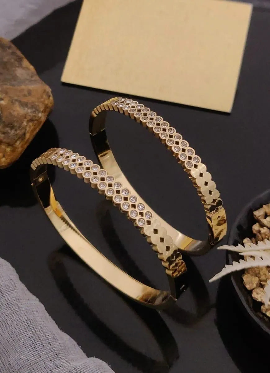 Gold Diamond Studded Kada