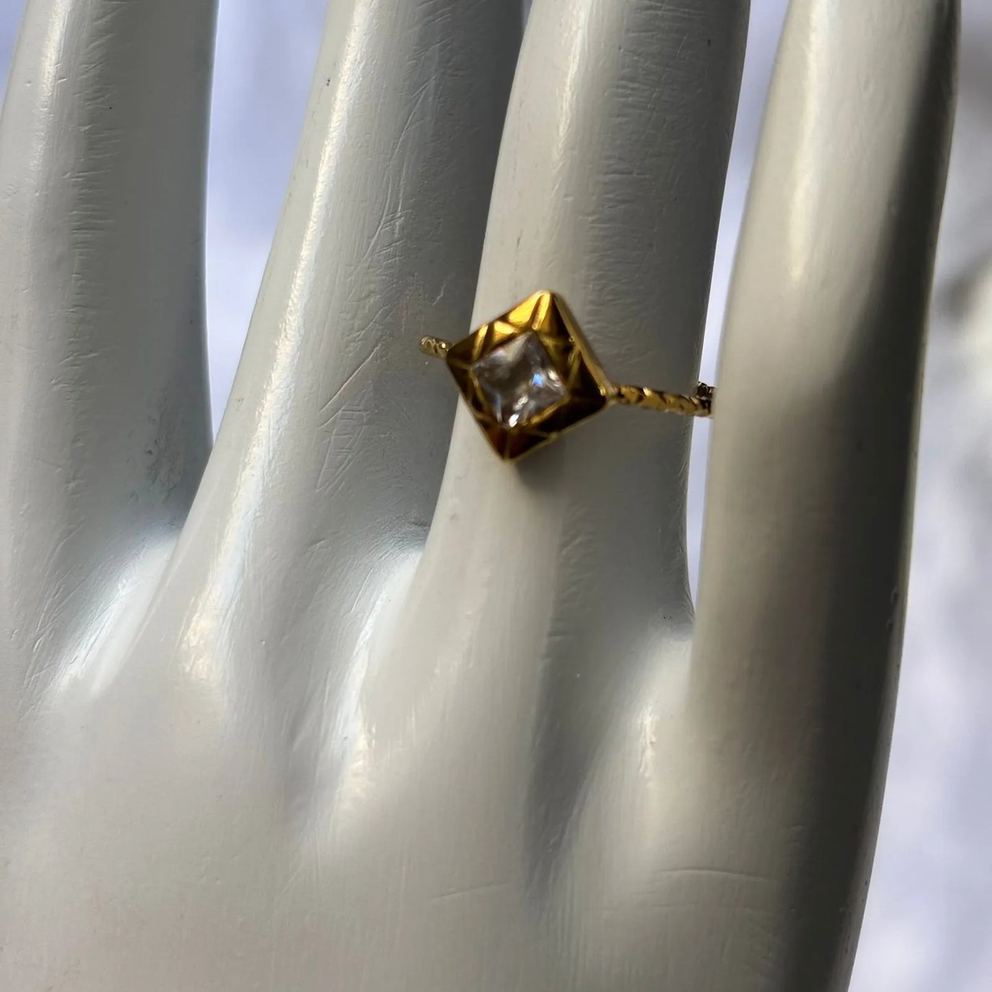 Golden Regal Square Anti-Tarnish Ring