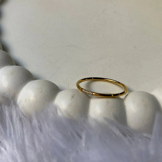 Golden Minimal Sparkle Anti-Tarnish Ring