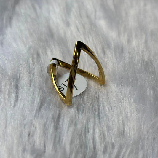 Golden Chevron Bold Anti-Tarnish Ring