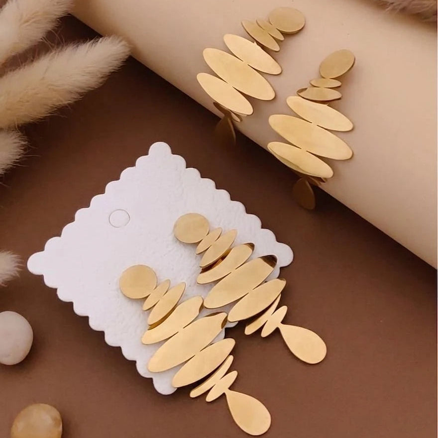 Golden Layered Disc Statement Earrings