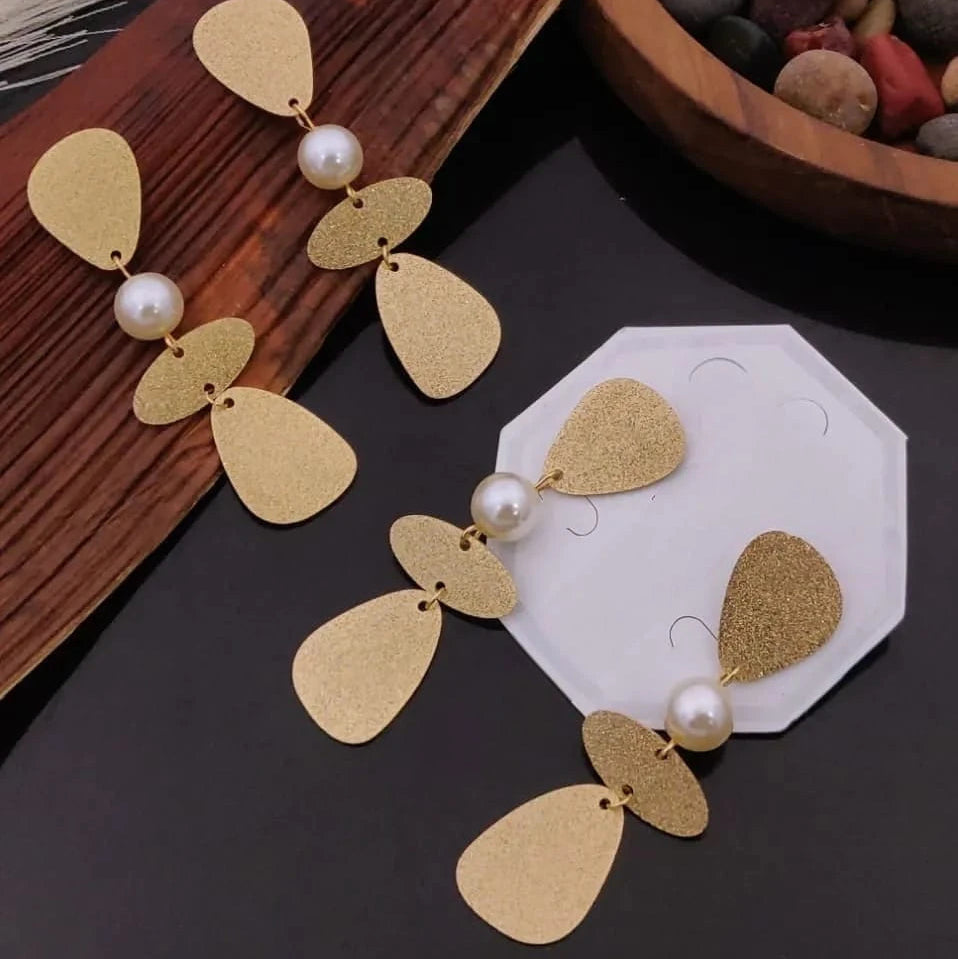 Golden Pearl Cascade Earrings