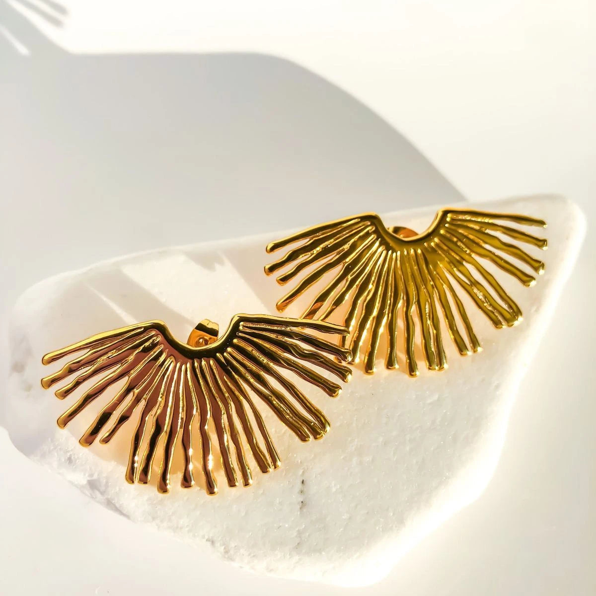 Golden Radiant Fan Earrings