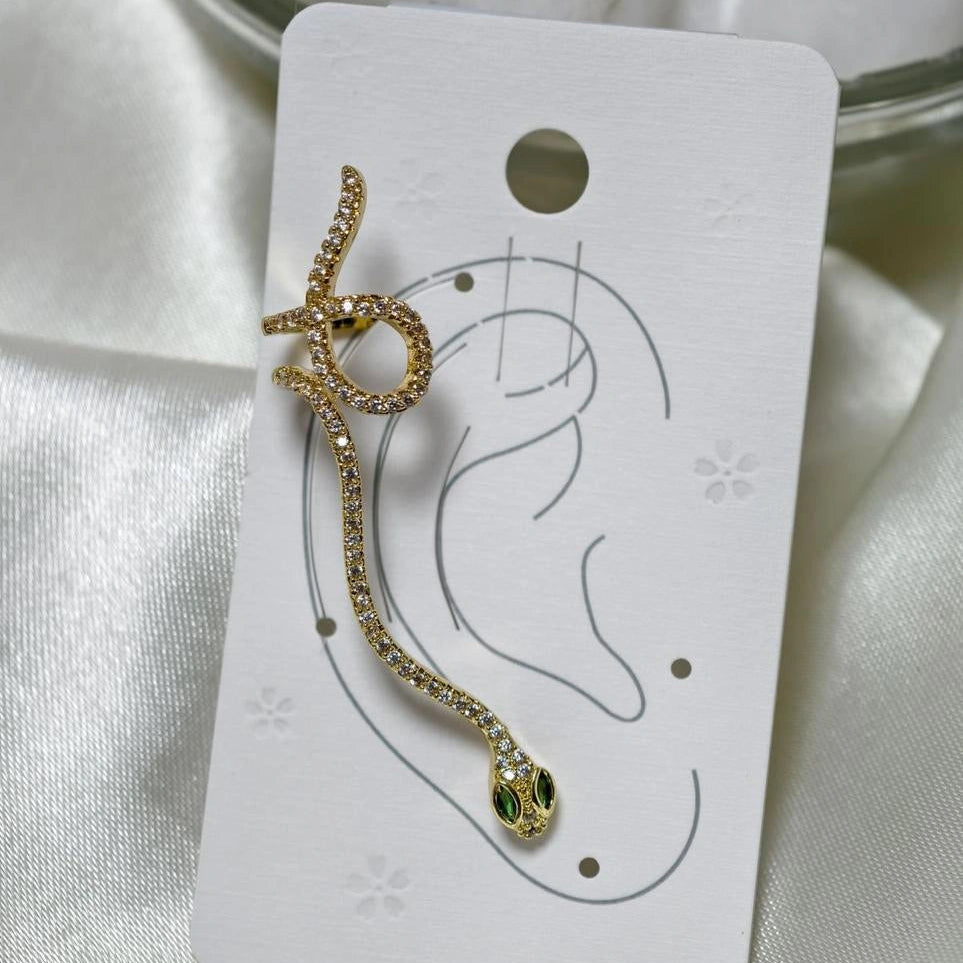 Golden Serpent Cuff Earrings