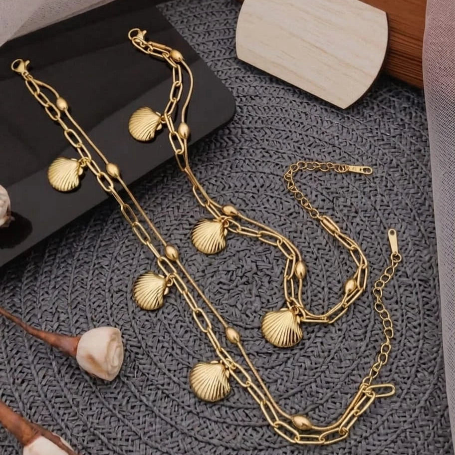 Golden Shell Layered Bracelet