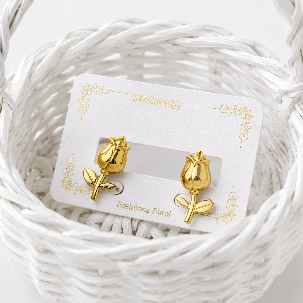 Golden Tulip Stud Earrings