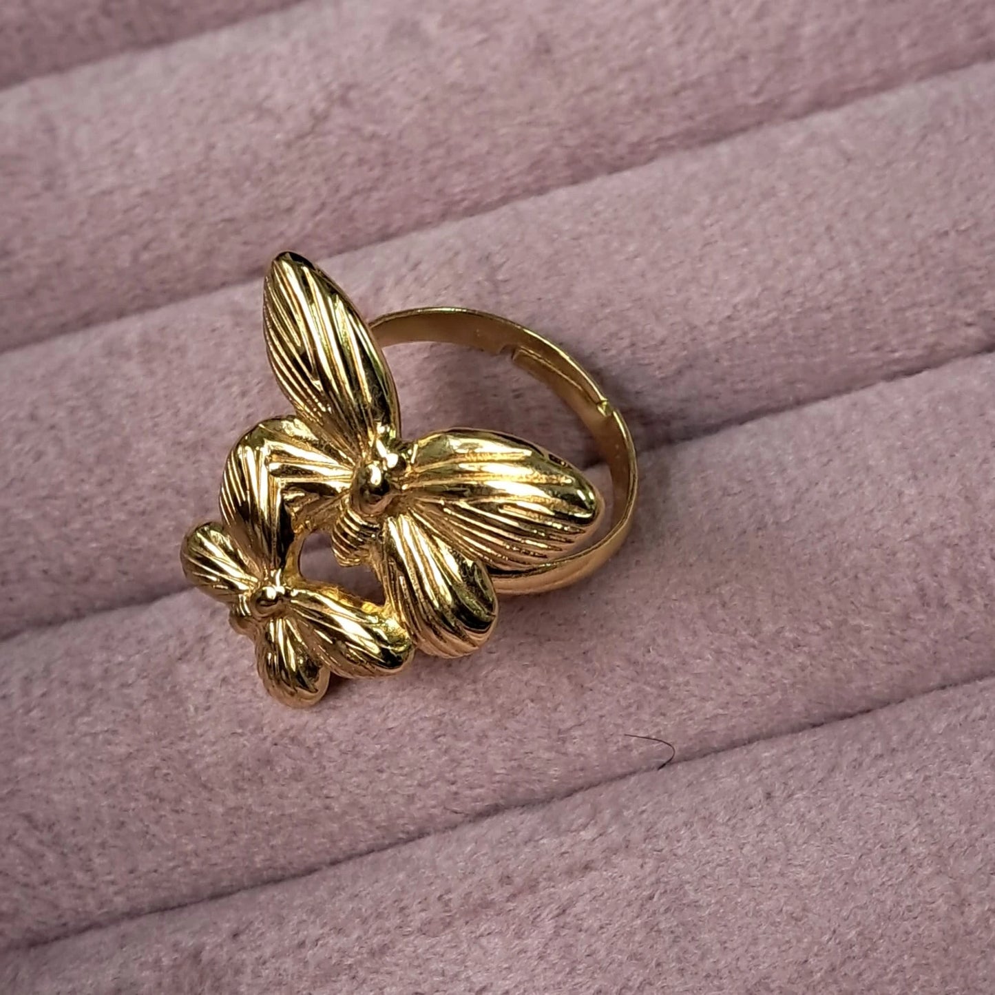 Golden Butterfly Duo Ring
