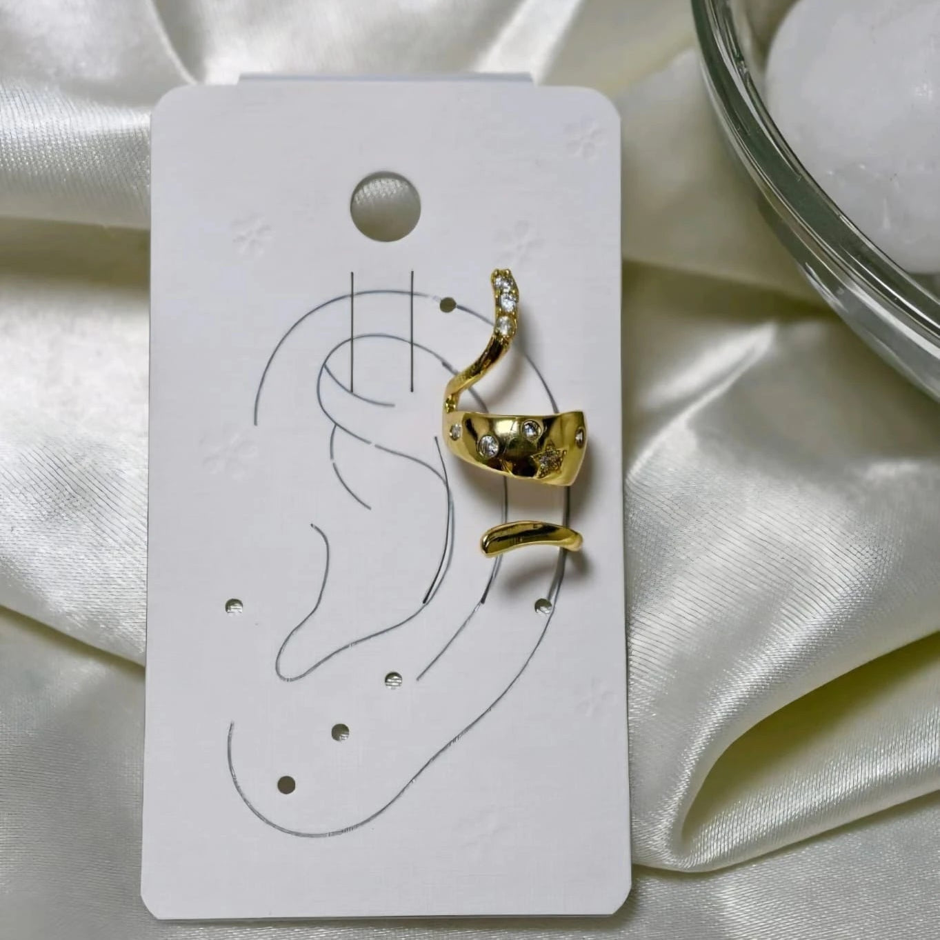 Velora Curve Crystal Cuff Earrings