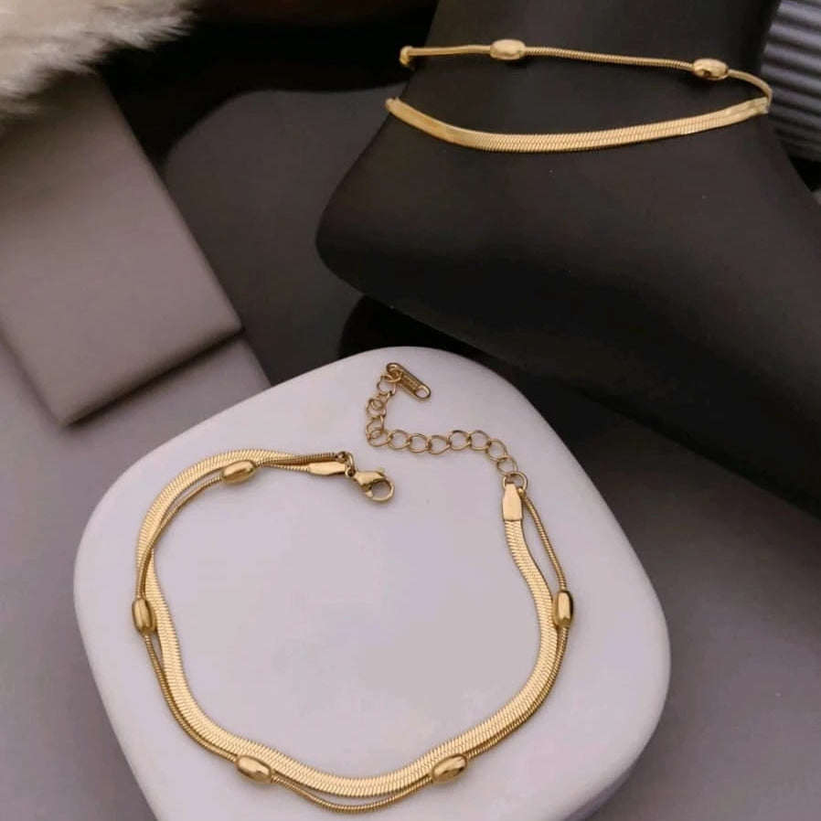 Golden Serpent Dual-Layer Anklet
