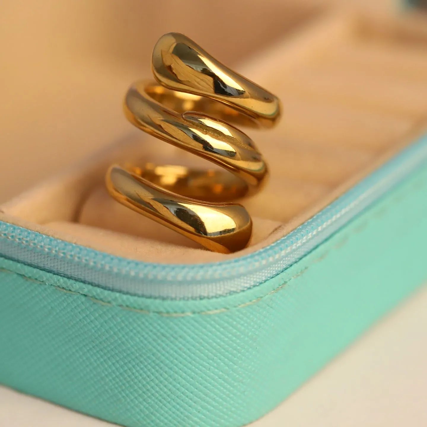 Golden Triple Wave Wrap Ring