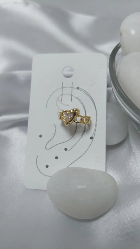 Heart-Shaped Gemstone Earrings - Gold