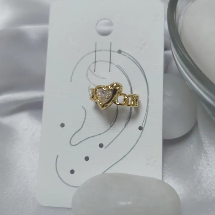 Heart-Shaped Gemstone Earrings - Gold
