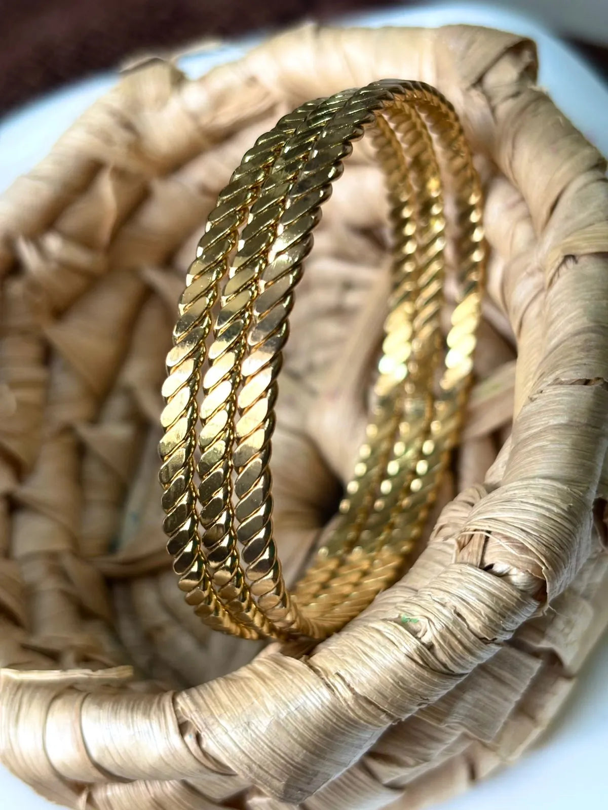 Luxe Braid Gold Bangles (3SET)