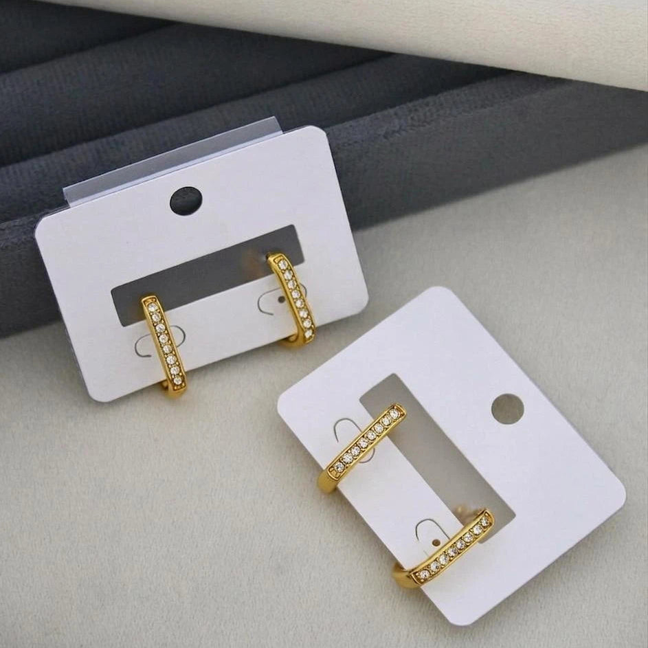Luxe Crystal Bar Hoop Earrings
