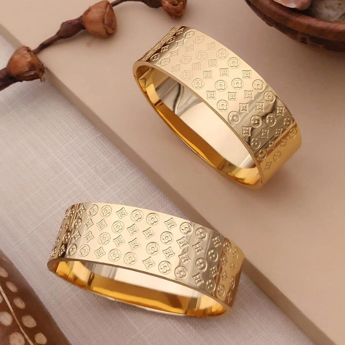Luxora Monogram Gold Kada