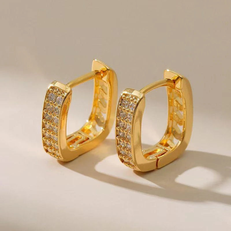 Luxury Golden Pavé Hoop Earrings