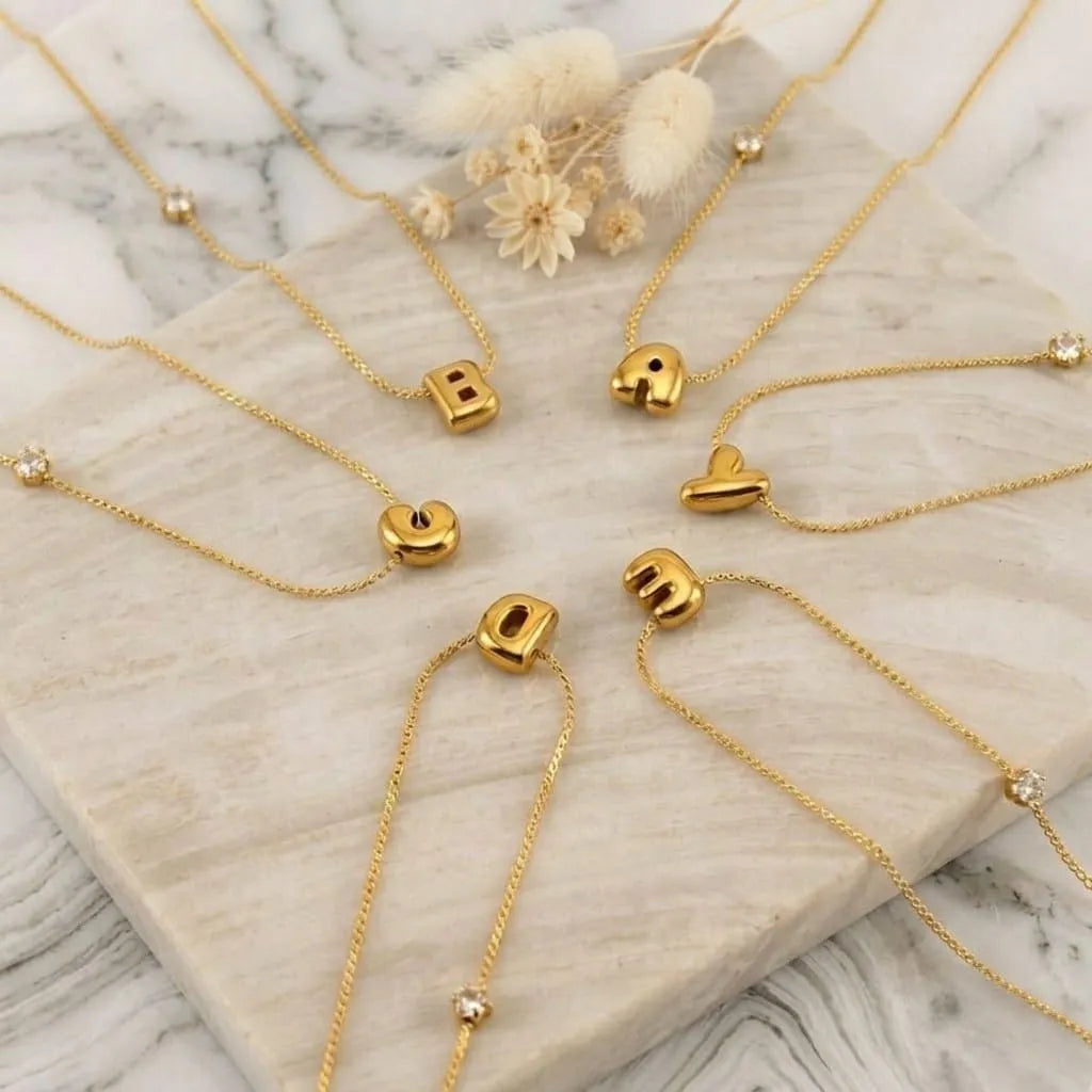 Minimal Gold Alphabet Charm Necklace