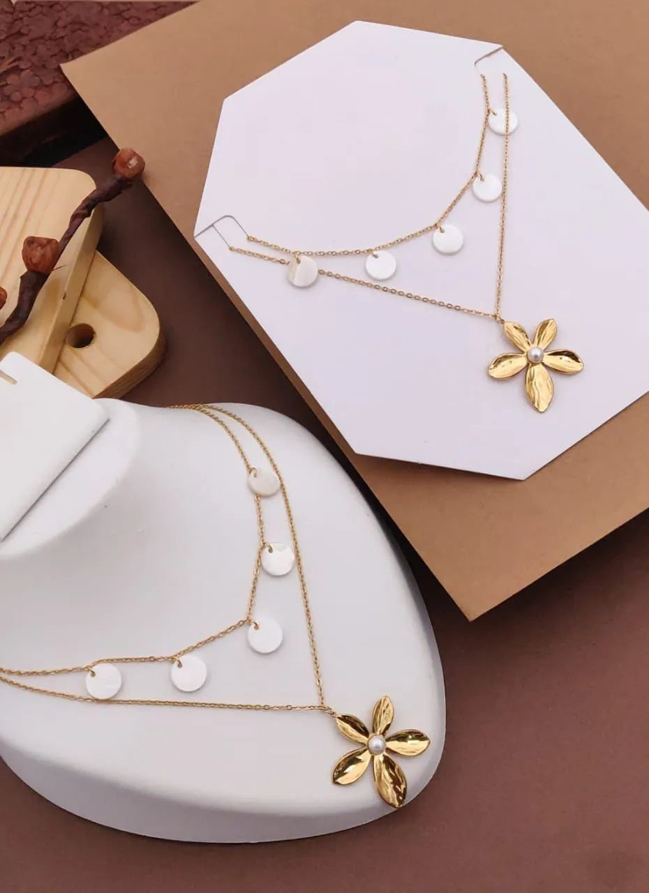 Bloom Petal Charm Layered Necklace