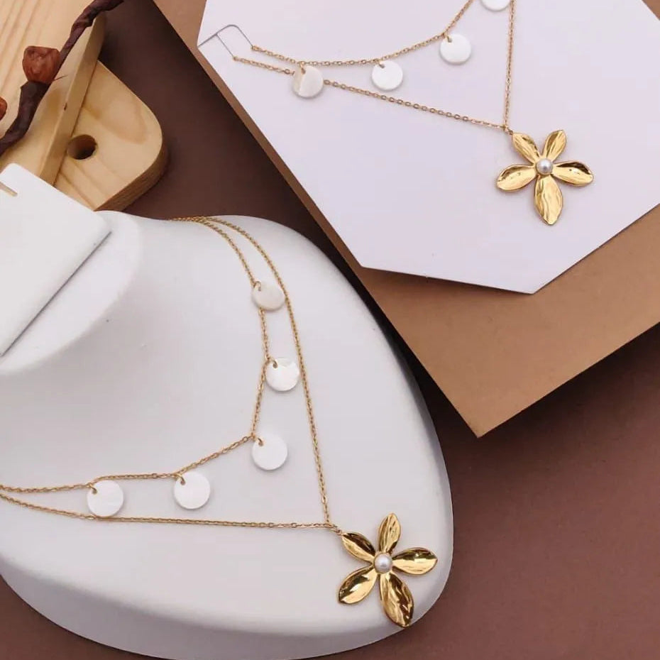 Bloom Petal Charm Layered Necklace