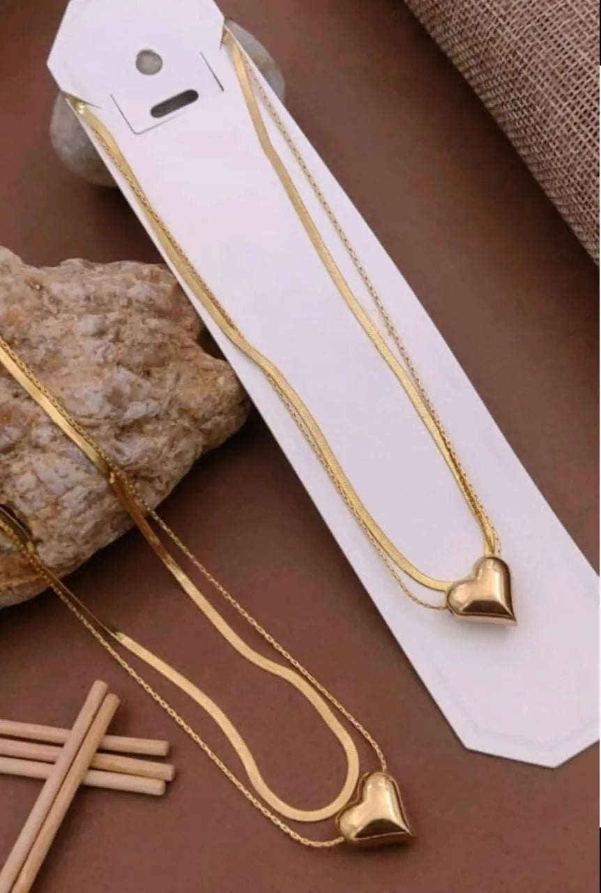 Heart Shaped Gold Necklace Set