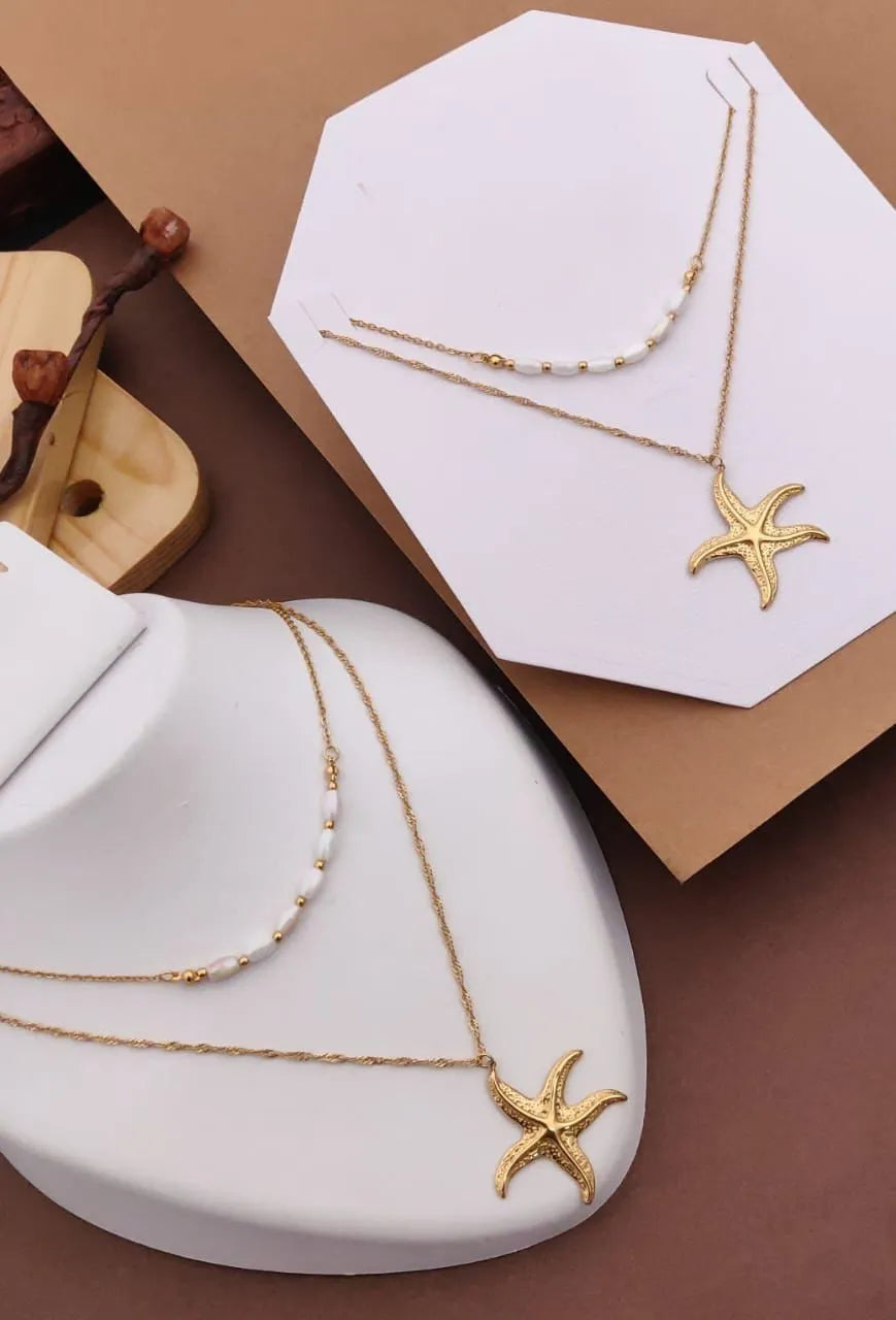 Golden Starfish Anti-Tarnish Necklace