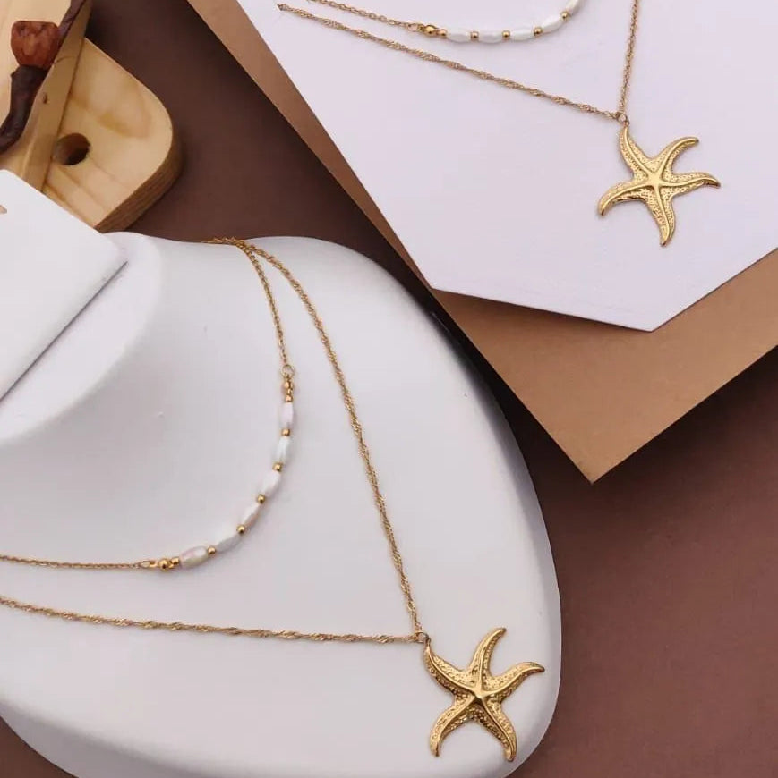 Golden Starfish Anti-Tarnish Necklace