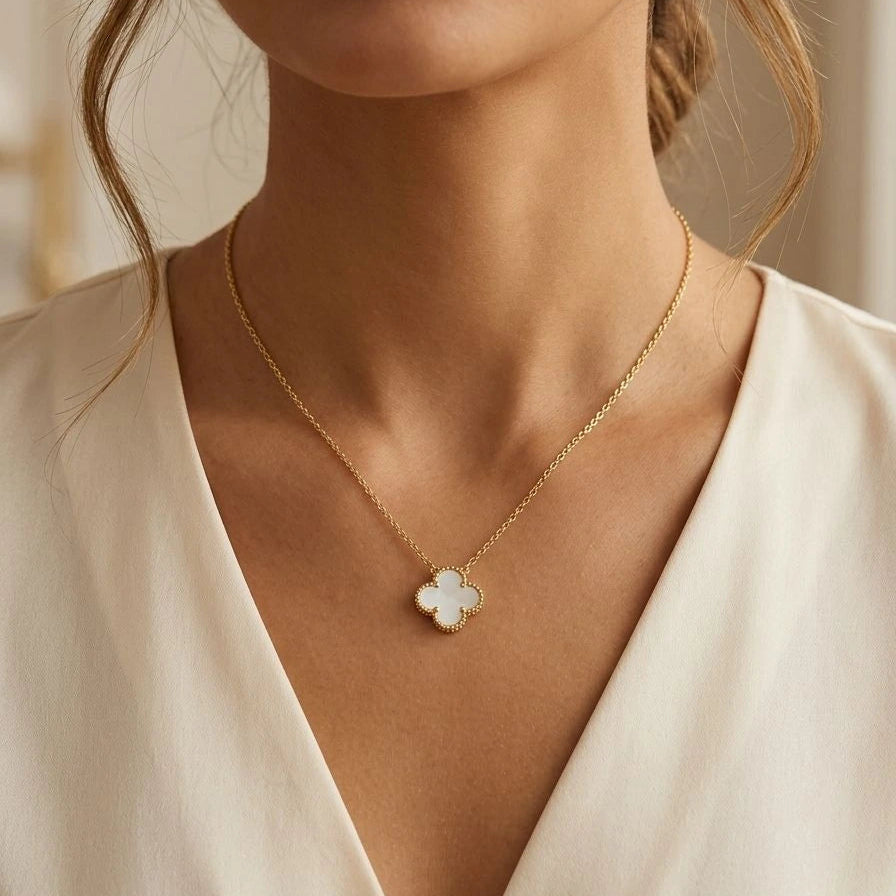 Pearl Clover Charm Necklace (Mini)