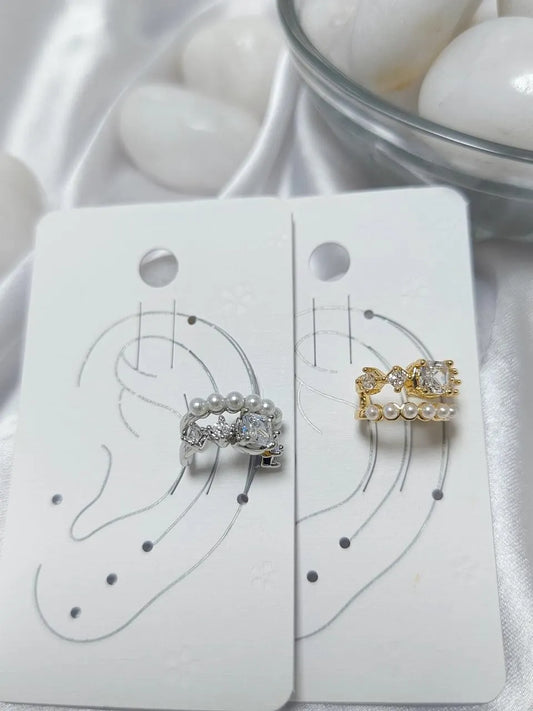 Diamond & Pearl Duo Earrings  Silver & Gold