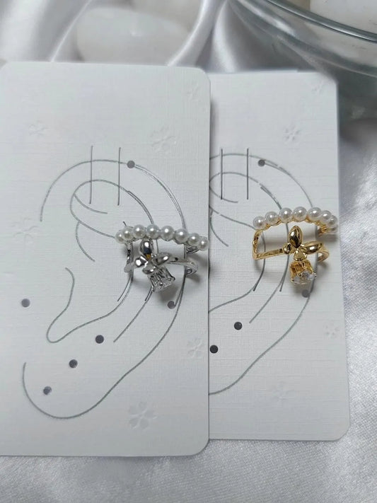 Pearl & Crystal Accent Earrings Silver & Gold