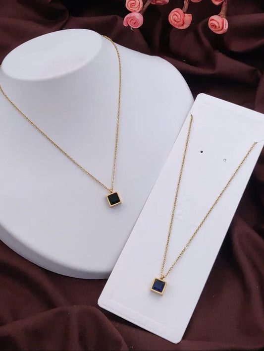 Rectangular Gem Pendant Necklaces