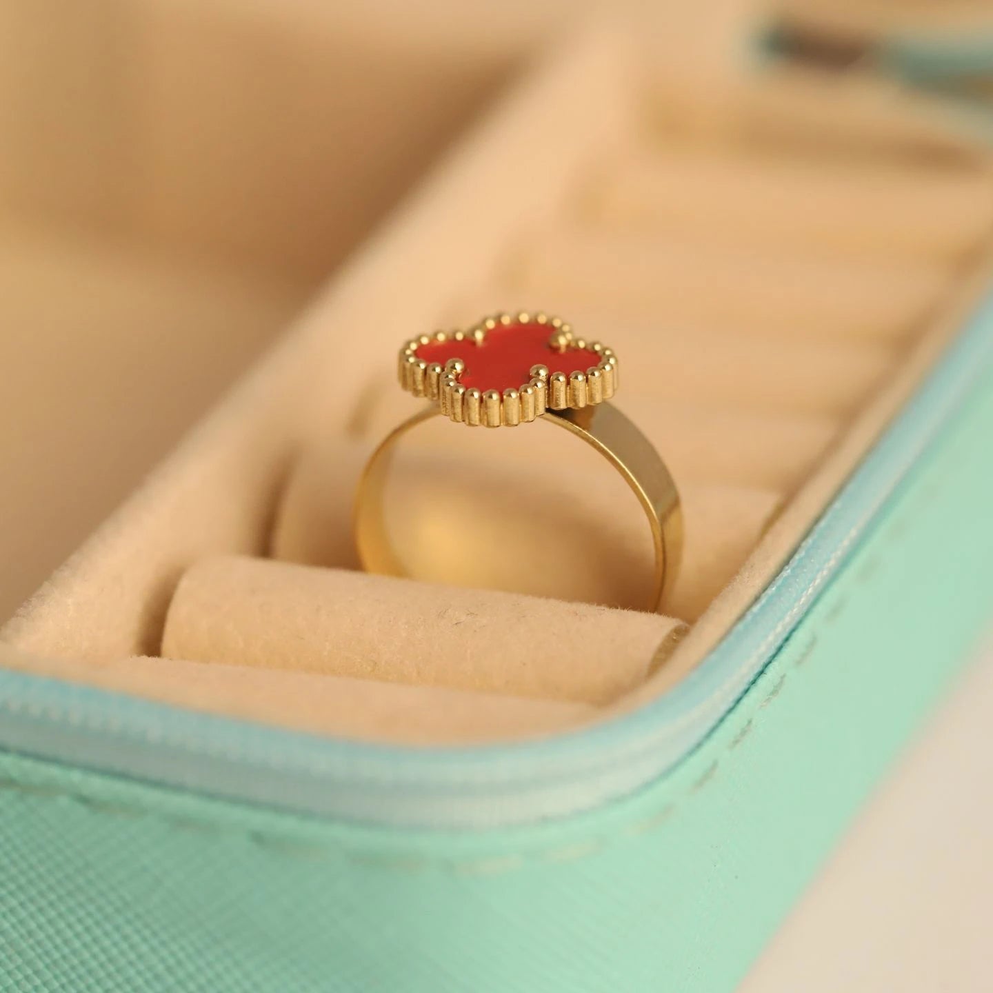 Red Clover Gold Statement Ring
