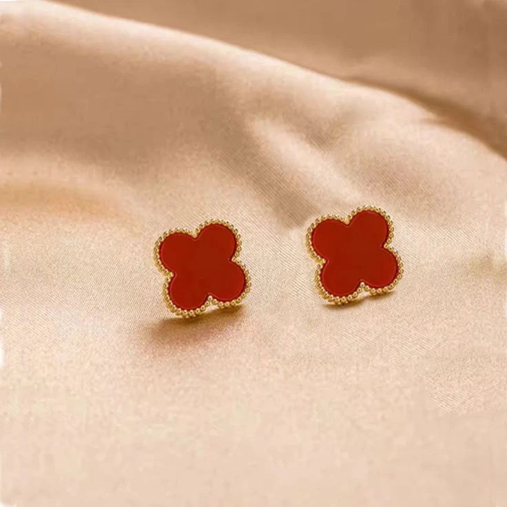 Ruby Clover Elegance Studs