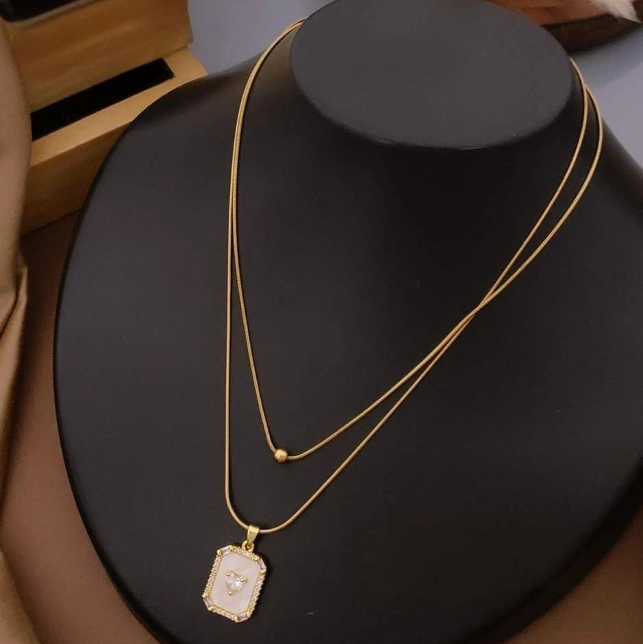 Seraphina Pearl Frame Layered Necklace