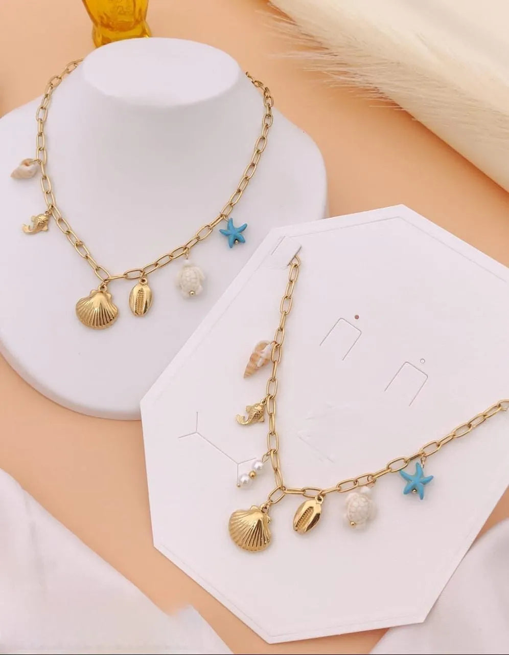 Shell Charm Gold Chain Necklace