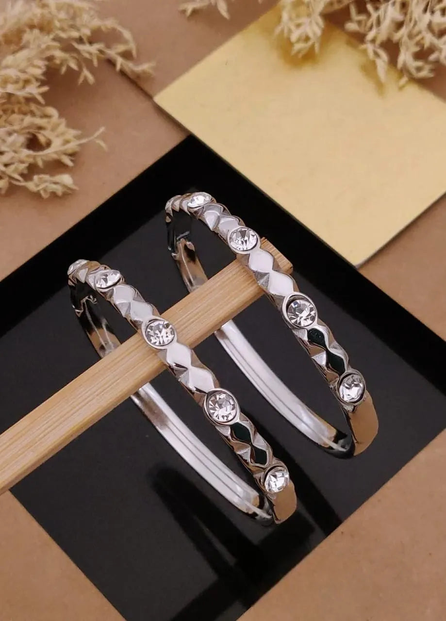 Silver Diamond Studded Kada