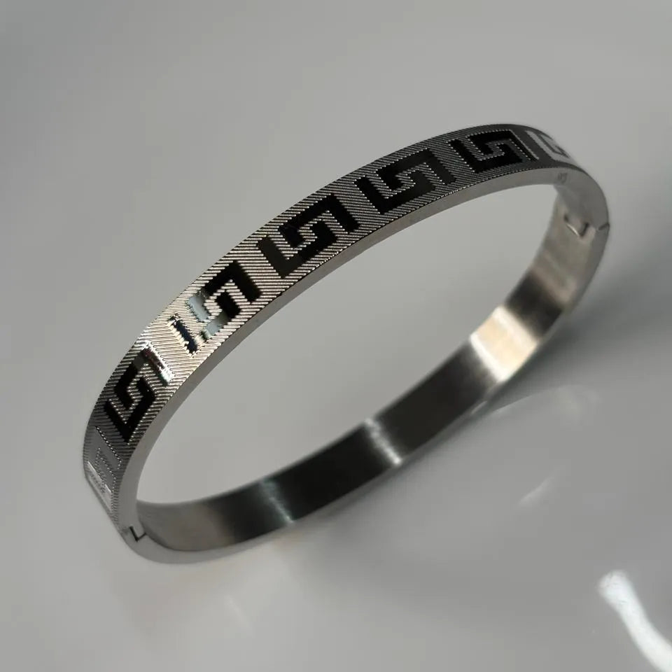 Silver Greek Key Kada