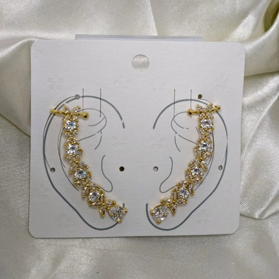Starlight Blossom Crystal Cuff Earrings