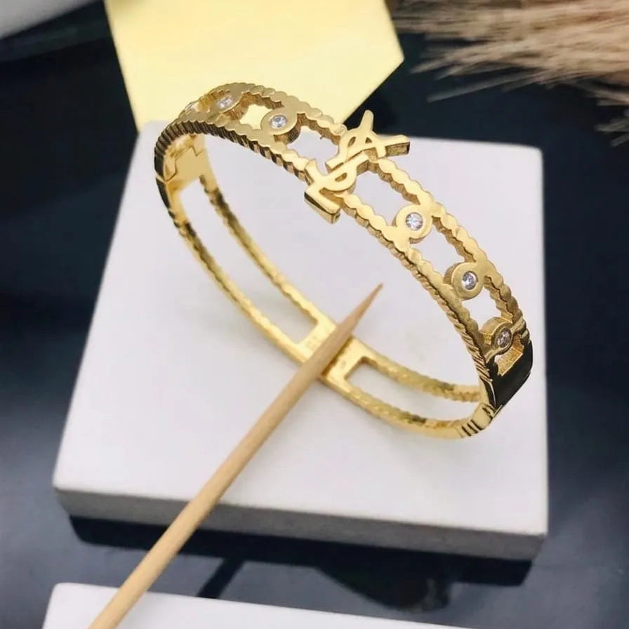 Trendy Crystal Letter Gold Kada