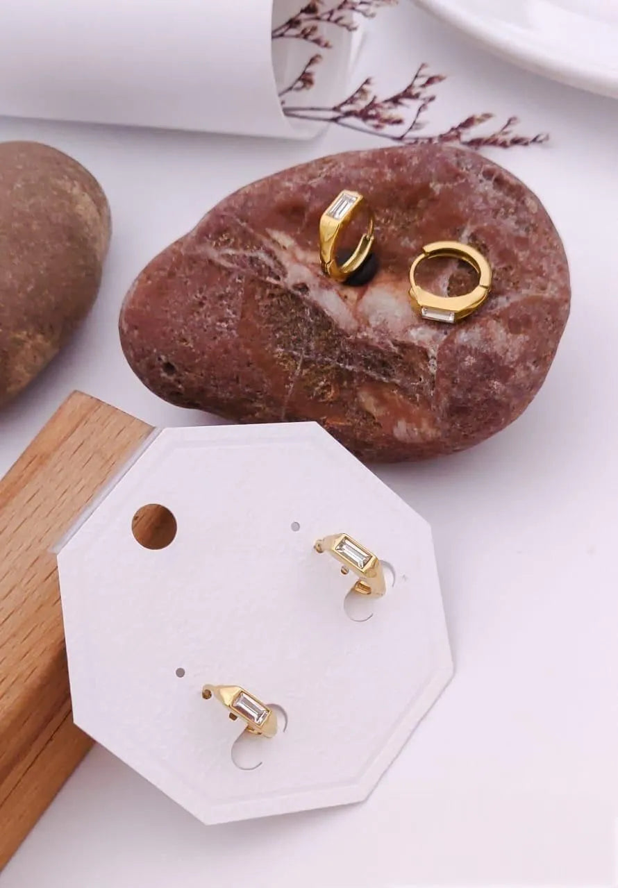 Minimal Gold Baguette Stud Earrings
