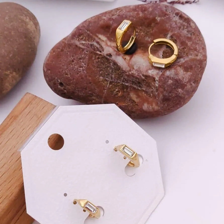 Minimal Gold Baguette Hoop Earrings