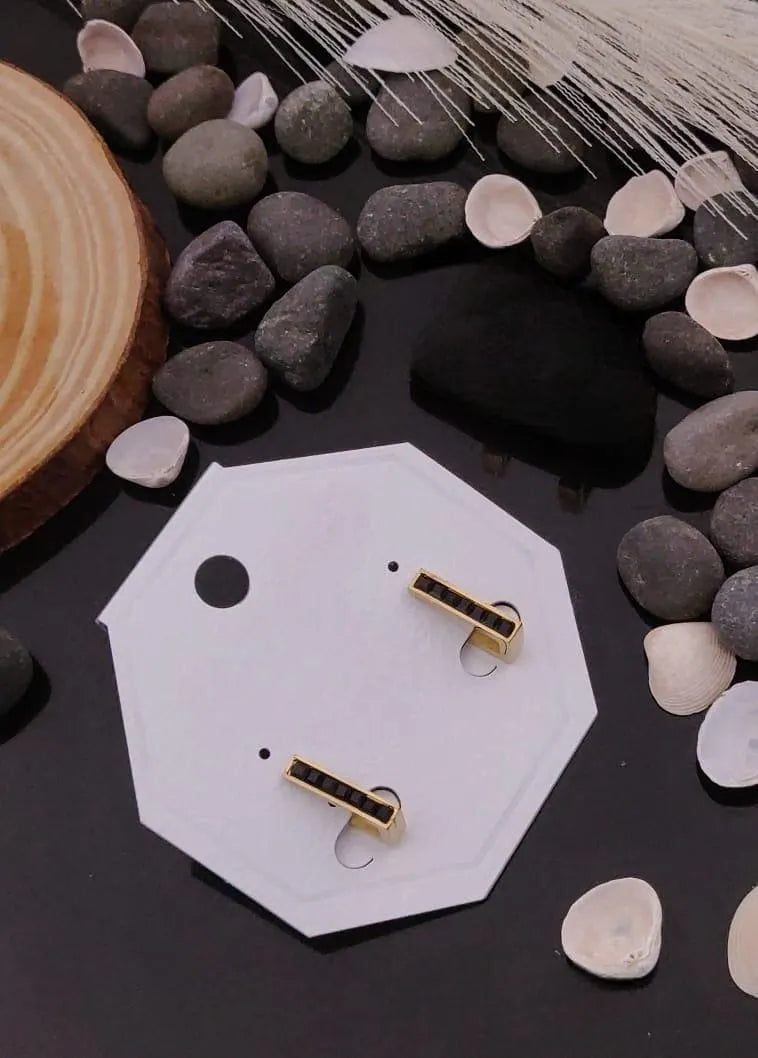 Minimalist Black Bar Stud Earrings