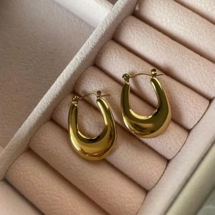 Bold Gold U-Shaped Hoop Earrings